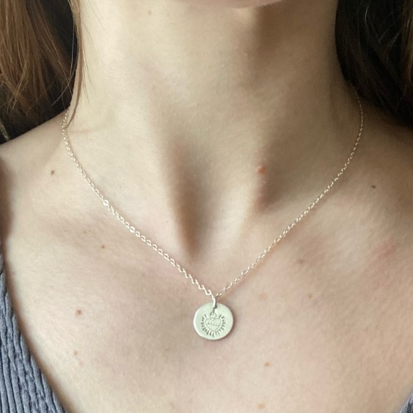 Stella & Tide Catholic Sacred Heart Silver Disk Necklace - Picture 2 of 2